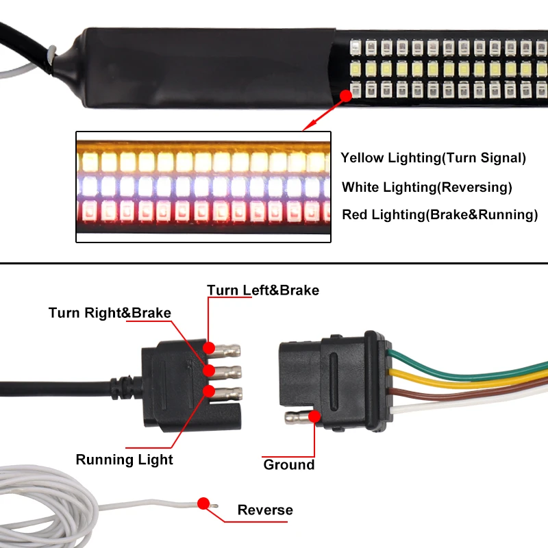 48 дюймов тройной 1200 светодиодный светильник Багажника Бар стробоскоп мигающий тормоз+ последовательный Янтарный указатель поворота ходовой светильник для пикапа грузовика