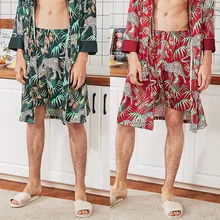 Новые весенние мужские короткие пижамные штаны Летняя Повседневная шелковистая Домашняя одежда мужская пижама штаны для ванной L-XXL