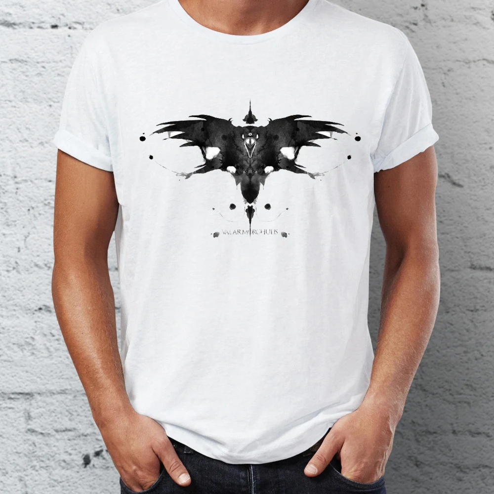 

Men's T Shirt Ink Art Game of Thrones Valar Morghulis Black and White Tee