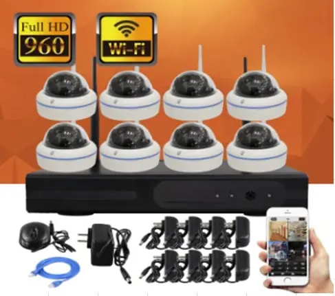 Yobang Беспроводная система видеонаблюдения 8CH wifi NVR комплект + 960P 1.3MP наружная