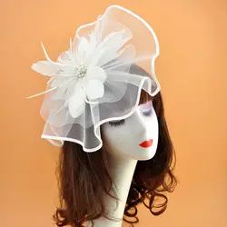 Свадебные шляпы невесты и вуалетки головной убор цветок волос круг/лента имитация жемчуга перо женские шапки невесты Heawear