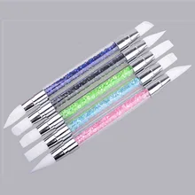 2-Ways Nail Art Carving Sculpture Painting Brush Pen Silicone Hollow Engraving Nail Art Manicure Tool 1Pc Nail Art Brush