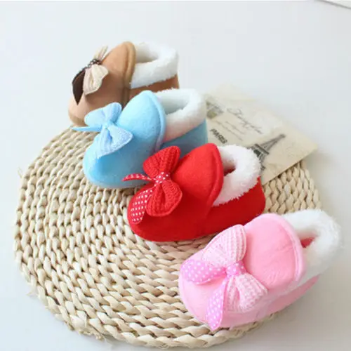 

Cute Girl Newborn Warm Crib Shoes Hot Sale Soft Sole Baby Moccasin Bow Knot Infant Crib Princess Shoes Wholesale