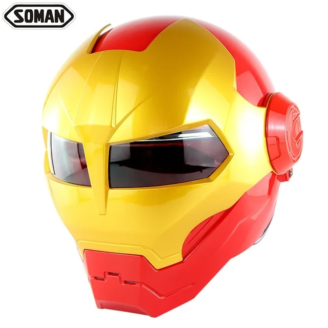 Soman 515 IronMan мотоциклетный шлем флип Verspa Ironman череп capacetes флип робот КАСКО точка утверждения - Цвет: Темно-серый