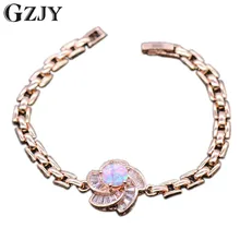 GZJY милые ювелирные изделия женский цвет шампанского золотой цветок огненный опал AAA кубический цирконий браслеты для женщин 2 цвета s