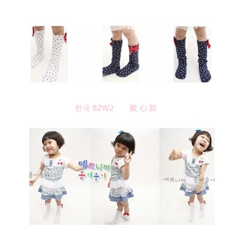 

w118 Free shipping 1-8 years in high socks love money minimalist style bow princess children cotton socks