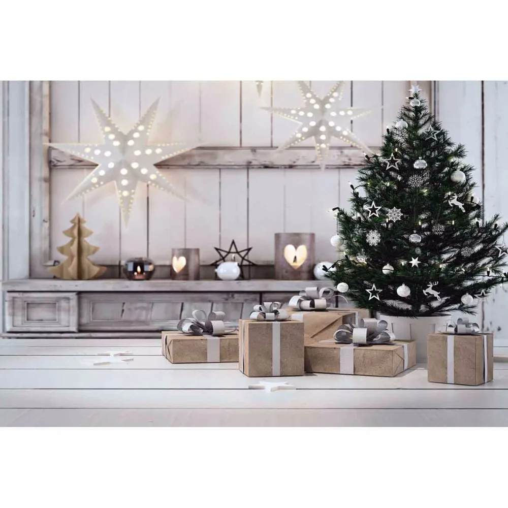 Виниловый фон для фотосъемки Рождественская елка подарки Свеча Лось звезда огни дети фоны для фотостудии ZR-221