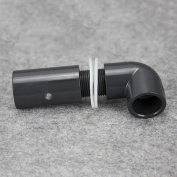 

40mm Inner Diameter Long Type 90 Degree Elbow PVC Inlet Outlet Joint Pipe Fitting Connector For Aquarium Fish Water Tank