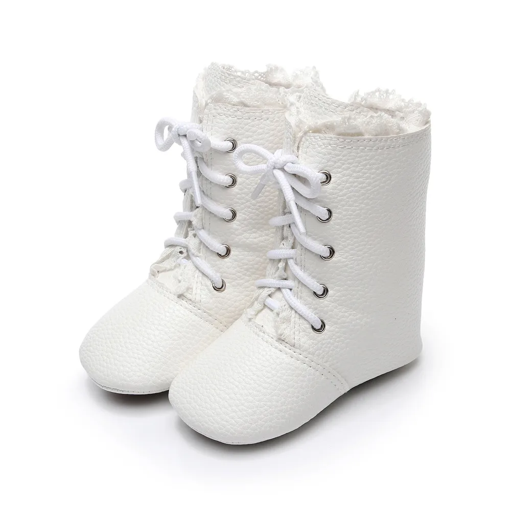 Зимние ботинки из натуральной кожи для девочек; Розовая обувь для девочек; детские зимние ботинки; Ботинки Martin для больших девочек; зимние ботинки для малышей; теплая обувь - Цвет: Белый