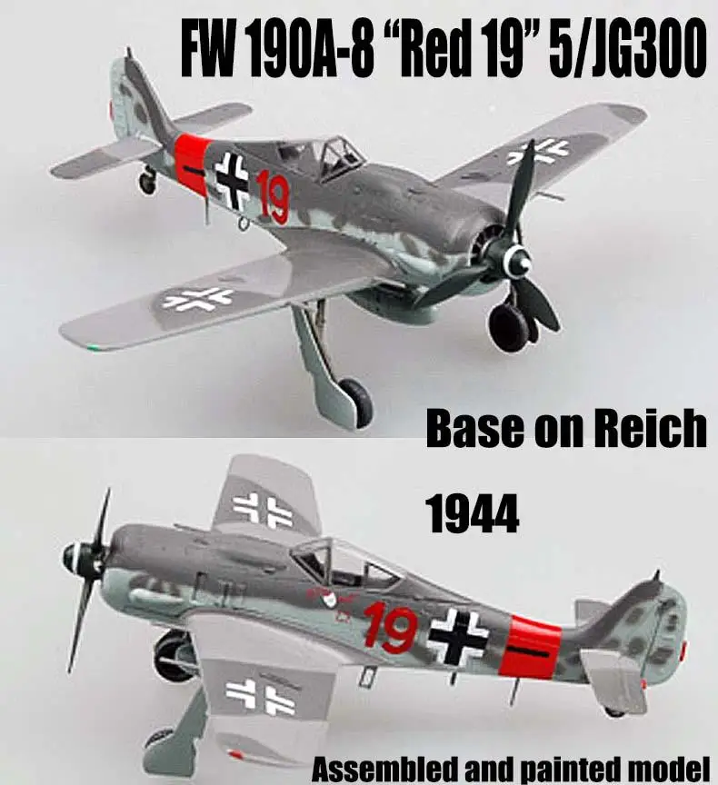 

WWII German Fw190 A-8 5/JG300 Red 19 Reich 1944 1/72 finished plane Easy model