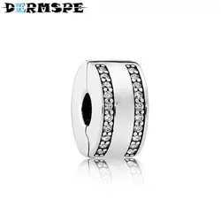 DERMSPE 925 пробы 100% серебро 792056CZ логотип SPACER клип Fit DIY браслет оригинальный для женщин Свадебные Рождество Шарм ювелирные изделия