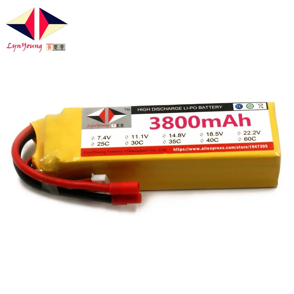 

LYNYOUNG lipo battery 14.8V 3800mAh 40C 4S for RC Airplane Truck Car quadcopter Helicopter Rechargeable