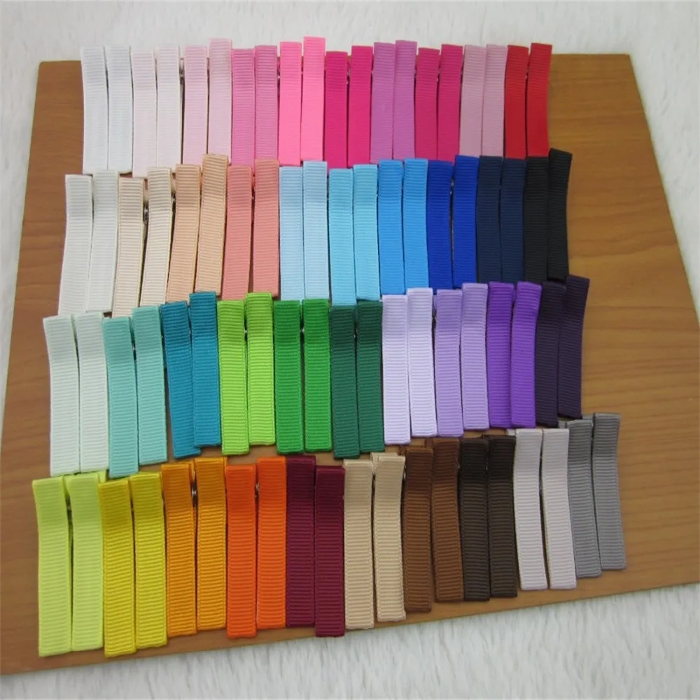 

XIMA 80pcs/lot 1.8"Double Prong Ribbon Lined Hair Clip Hairpin for Children DIY Handmade Hair Accessories