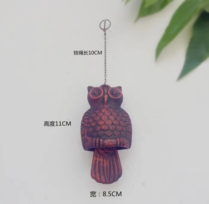 2 Owl Bell Wind Chime Metal Hanging Windbell Windchime Bird Animal Wall