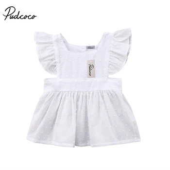 

Cute Baby Girls Clothing Newborn Kids Baby Girls Ruffle sleeveTop shirt Blouse Solid Dress Clothes Summer 0-3T