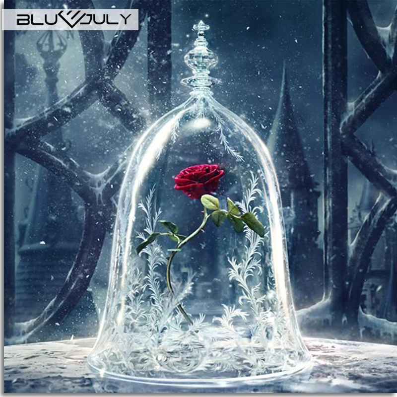 

Diamond Embroidery DIY Diamond Painting Red Rose Flower Ice Diamond Painting Cross Stitch Rhinestone Decoration Disney movie