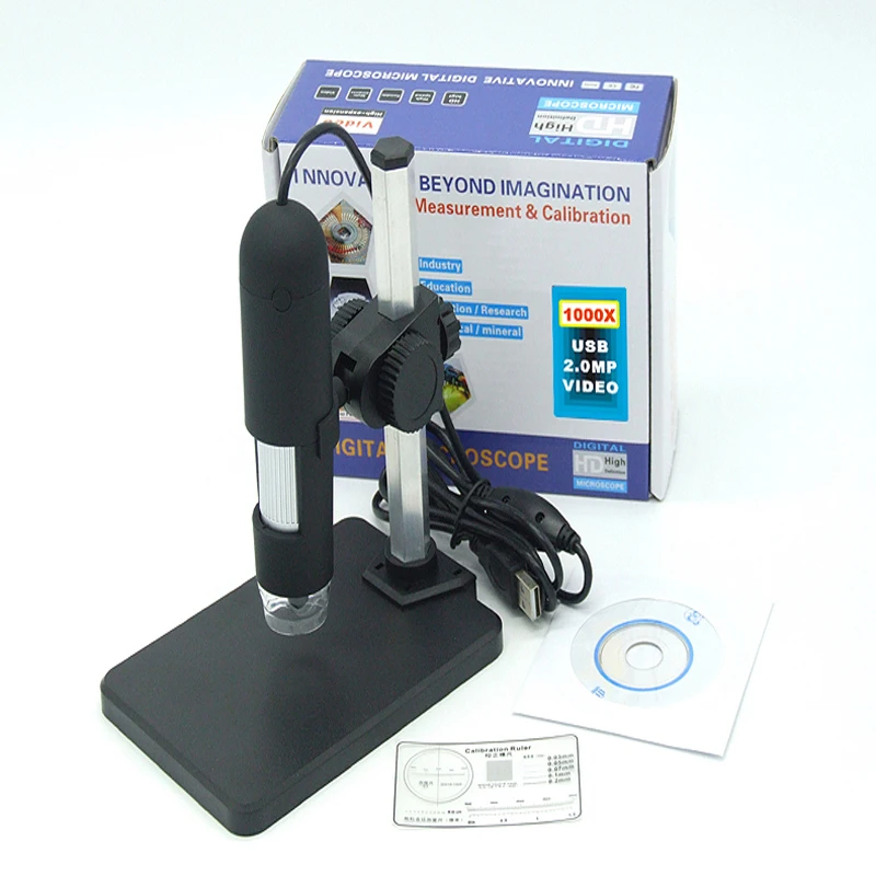 

Portable USB Digital Microscope 1000X 8 LED 2MP Digital Microscope Endoscope Magnifier Camera+Lift Stand+Calibration Ruler