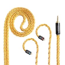 OKCSC MMCX кабель 8 ядер один с украшением в виде кристаллов Медь Позолоченные обновленный кабель 2Pin разъем 2,5/3,5/4,4 мм сбалансированный штекер для SE215