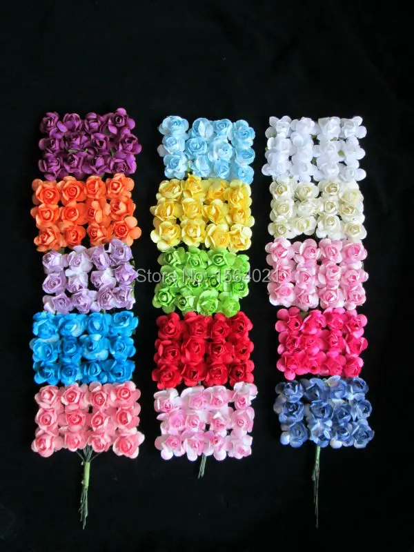 

Good quality 2cm small mulberry paper flowers bouquets paper rose flowers bunch 144flowers