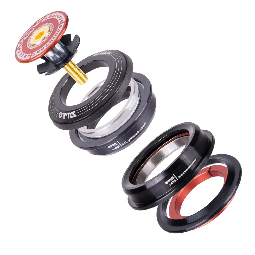 

ZTTO 4455ST MTB Road Bike Headset 44mm 55mm CNC 1 1/8"-1 1/2" 1.5 28.6 Straight Tube fork Internal Bicycle Parts Black Red