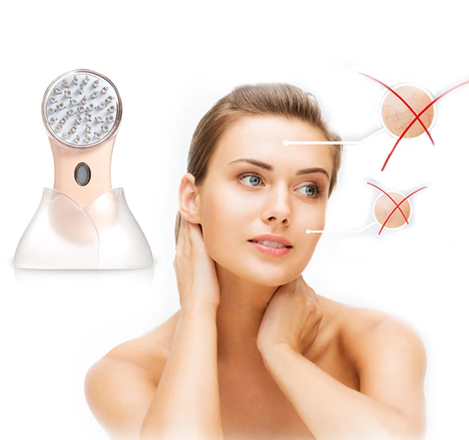 Portable handheld ultrasonic face blue light acne therapy machine