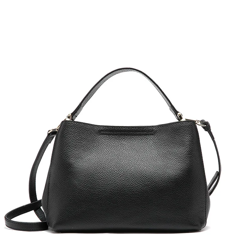BRIGGS модные вместительные Сумки из натуральной кожи, женская сумка на плечо, однотонные маленькие сумки через плечо, высокое качество, женская сумка-мессенджер - Цвет: black