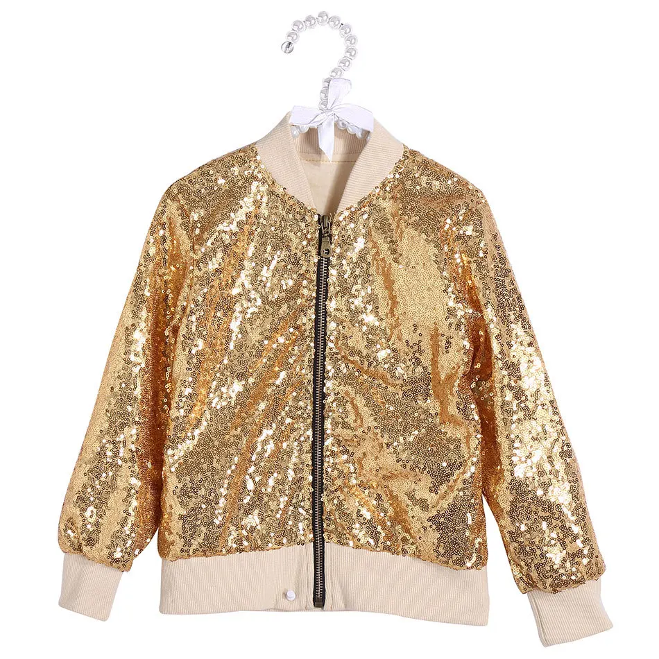 Куртка с блестками для маленьких девочек; пальто на молнии с блестками; Верхняя одежда; куртка; одежда - Цвет: 3