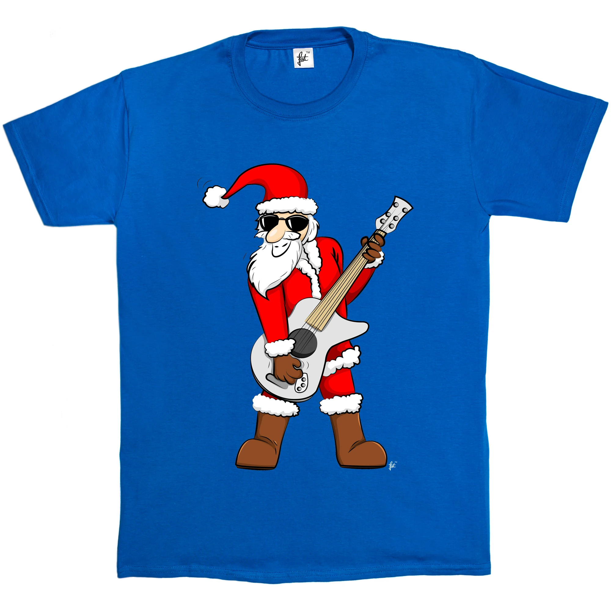 Funny Father Christmas Rocking Claus Gift Kids Men Top Rock Star Santa T-Shirt