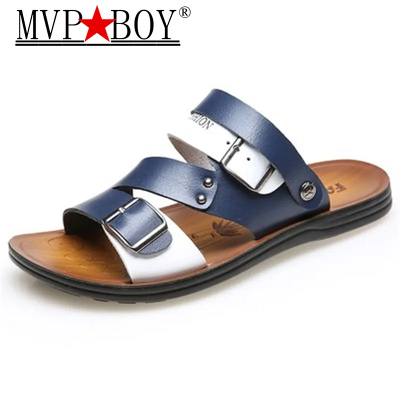 

Mvp Boy Men's Summer Beach Sandals PU leather comfortable slip-on casual sandals fashion Men slippers zapatillas hombre 38-44