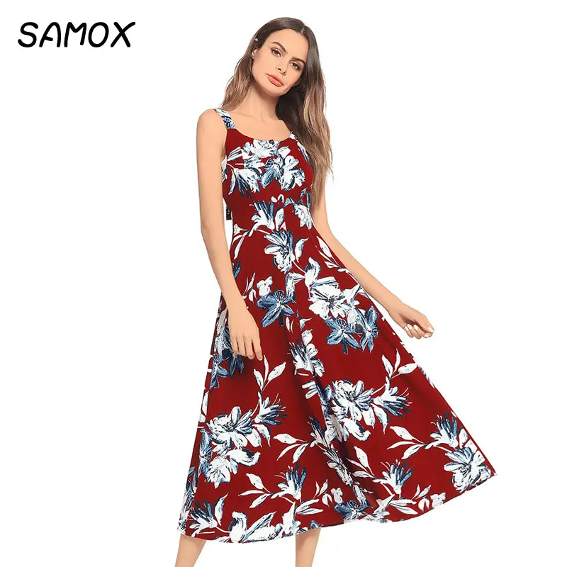 JSMY 2019 New Summer Fashion Women Bohemian Dress Sling Backless Bow S  Holiday Beach Dress