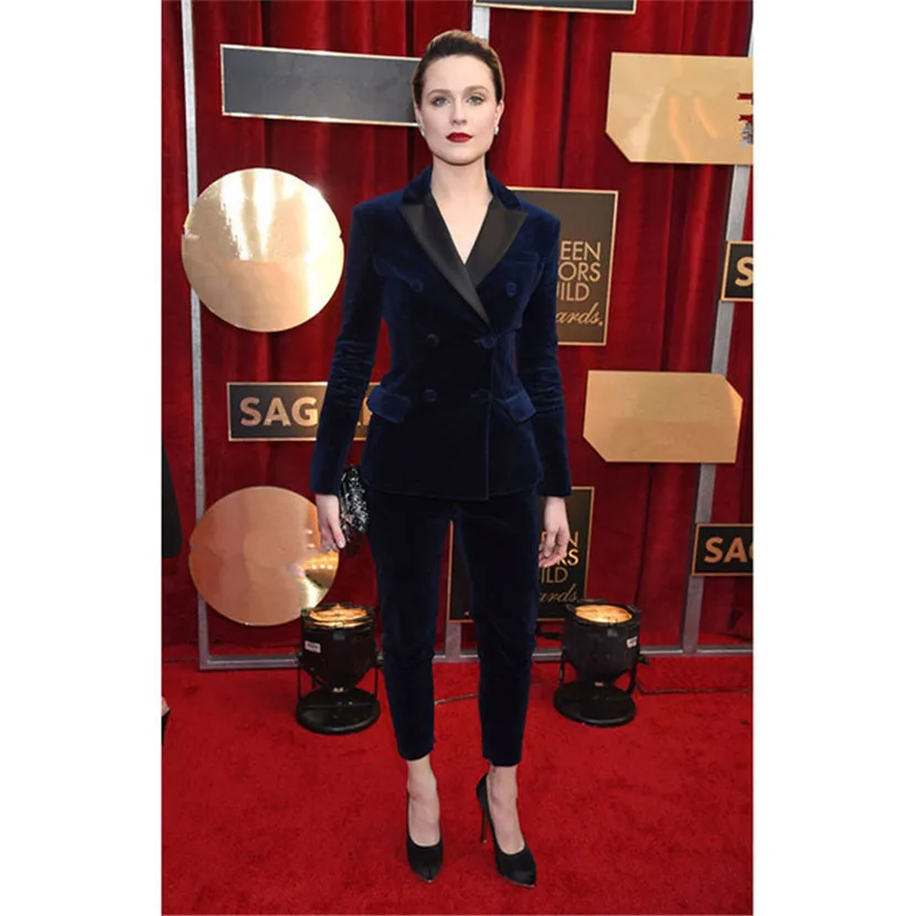 Navy 2 Piece Set Velvet Women Business Suits Blazer Office Female Trouser Suits Custom Bespoke New 100% Suits Navy 2 Piece Set Velvet Women Business Suits Blazer Office Female Trouser Suits Custom Bespoke New 100% Suits