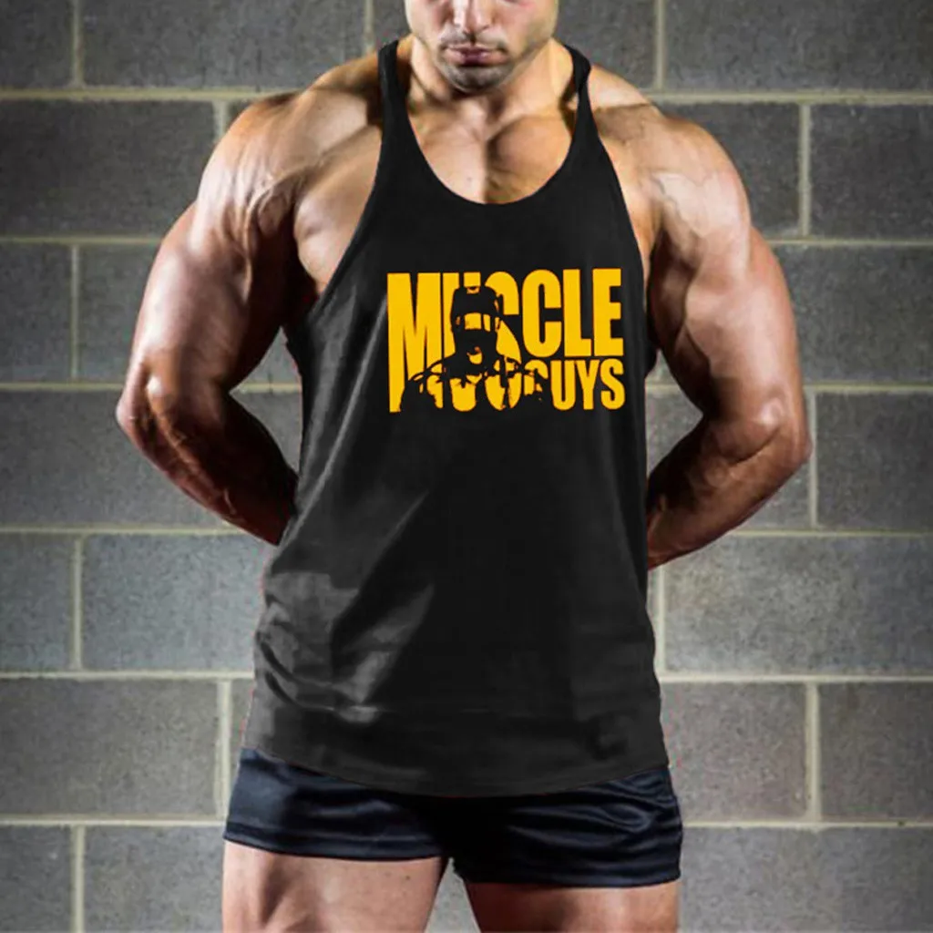 

Letter print sleeveless fitness vest Gym golds fitness vest singlet tank men running muscle guys sleeveless undershirt