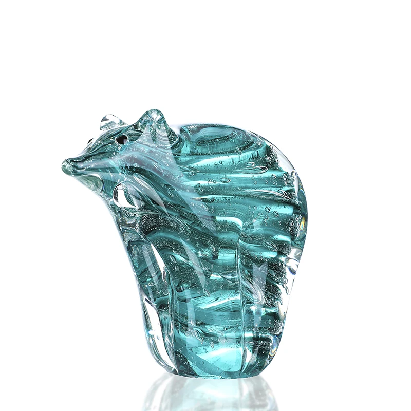 

H&D 4.9inch Hand Blown Polar Bear Art Glass Animal Sculpture Home Office Decor Paper Weight Birthday Christmas Gift for Friends