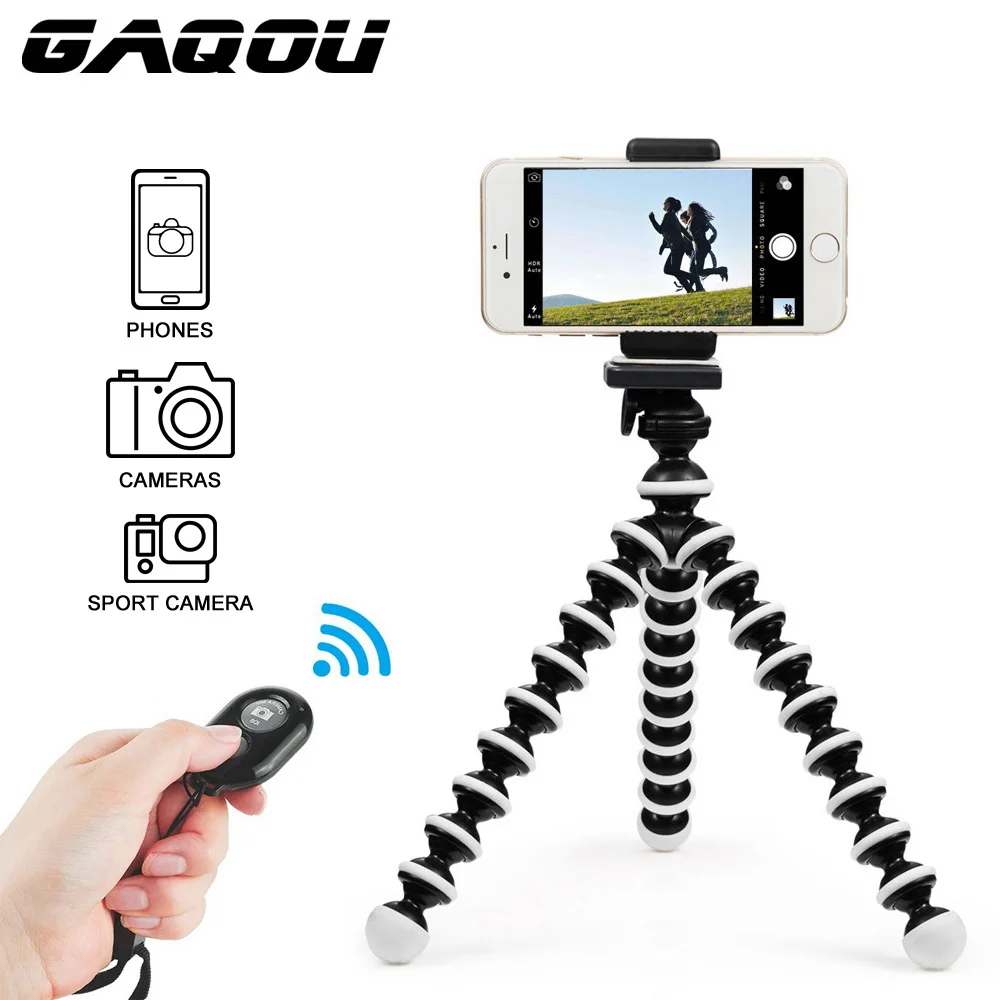 

GAQOU Mini Octopus Tripod Bracket Remote Shutter Portable Flexible For Gopro Camera Mobile Phone Tripods Foldable Desktop Stand