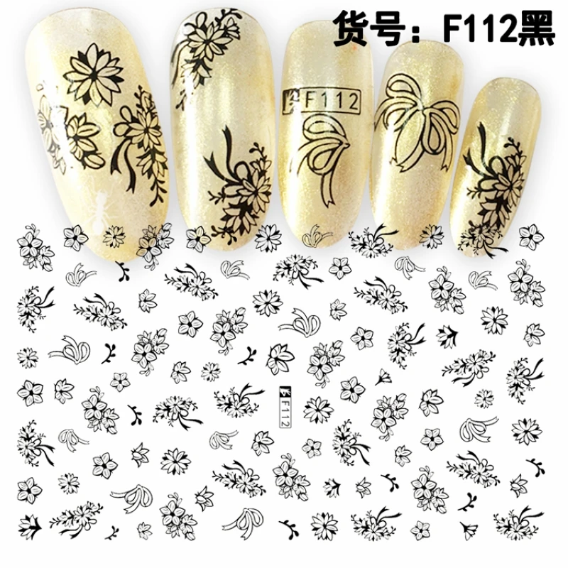 Супер тонкий самоклеющийся 3D дизайн ногтей слайдер стикер черный белый муравей бабочка Корона розовый лист F110-116