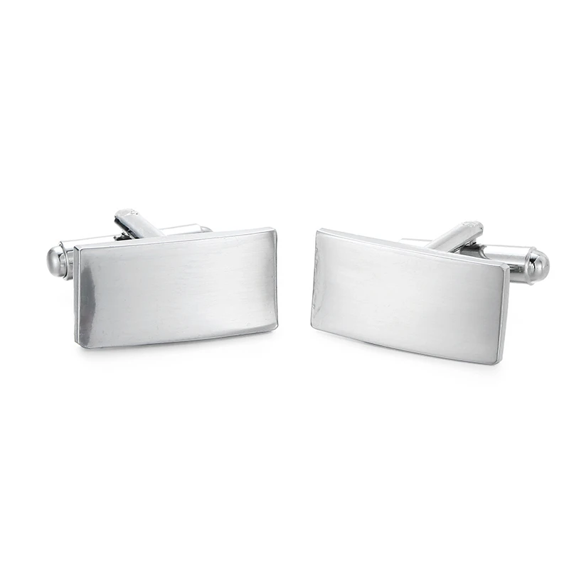 

Silver rectangle laser metal cufflinks, French shirt groom wedding clothing accessories, 1 pairs of free delivery