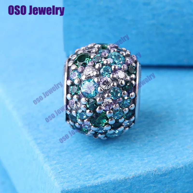 Genuine 925 Sterling Silver Green Crystal Pave Charms Beads Fit Original Bracelets Bangles Jewelry Making | Украшения и