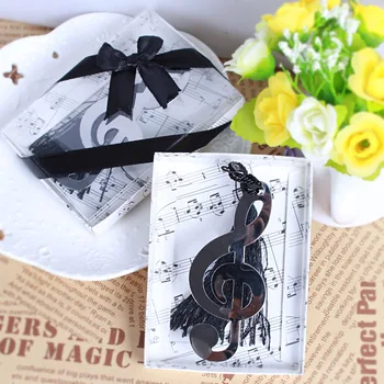 

DHL free shipping 100pcs/lot Wedding favors baby shower gift stainless steel music note shape bookmark for guset