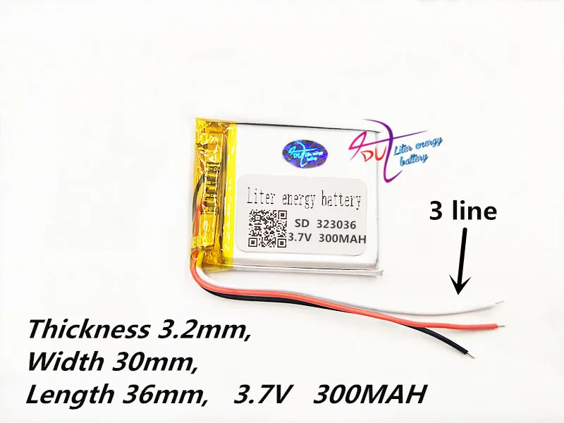 3 линии MP3/MP4/Мобильный телефон батарея 323036 3,7 V 300mAh литий-полимерные батареи подлинные