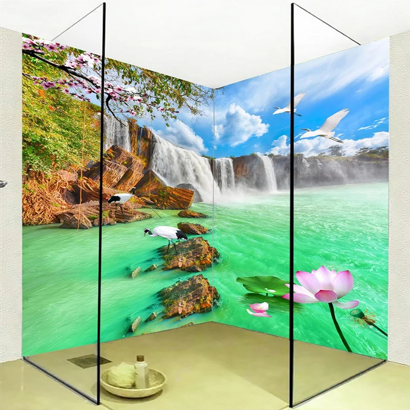 Самоклеящиеся водонепроницаемые обои из ПВХ для ванной|papel de parede|de paredelandscape murals |