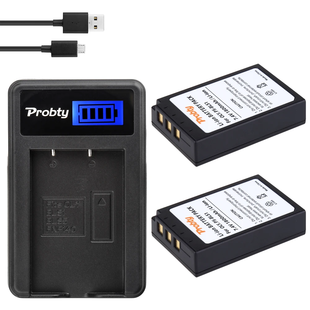 

PROBTY 2pcs PS-BLS1 Battery + LCD Charger for Olympus Evolt E-410 E-420 E-450 E-600 E-620 & PEN E-P1 E-P2 E-P3 E-PL1 E-PL3 E-PM1