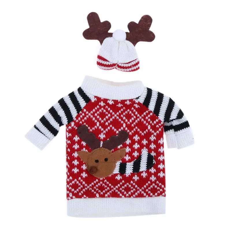 

Christmas Deer ELK Style Red Wine Champagne Bottle Covers Bag For New Year Christmas Decorations Ornament L*W 25*173CM