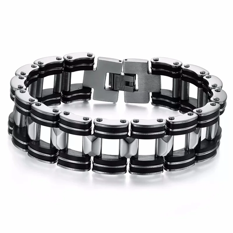 

MD Stainless Steel Biker Mens Bracelet Link Chain Motorcycle Bike Bicycle Chain Bracelets Bangles Jewelry