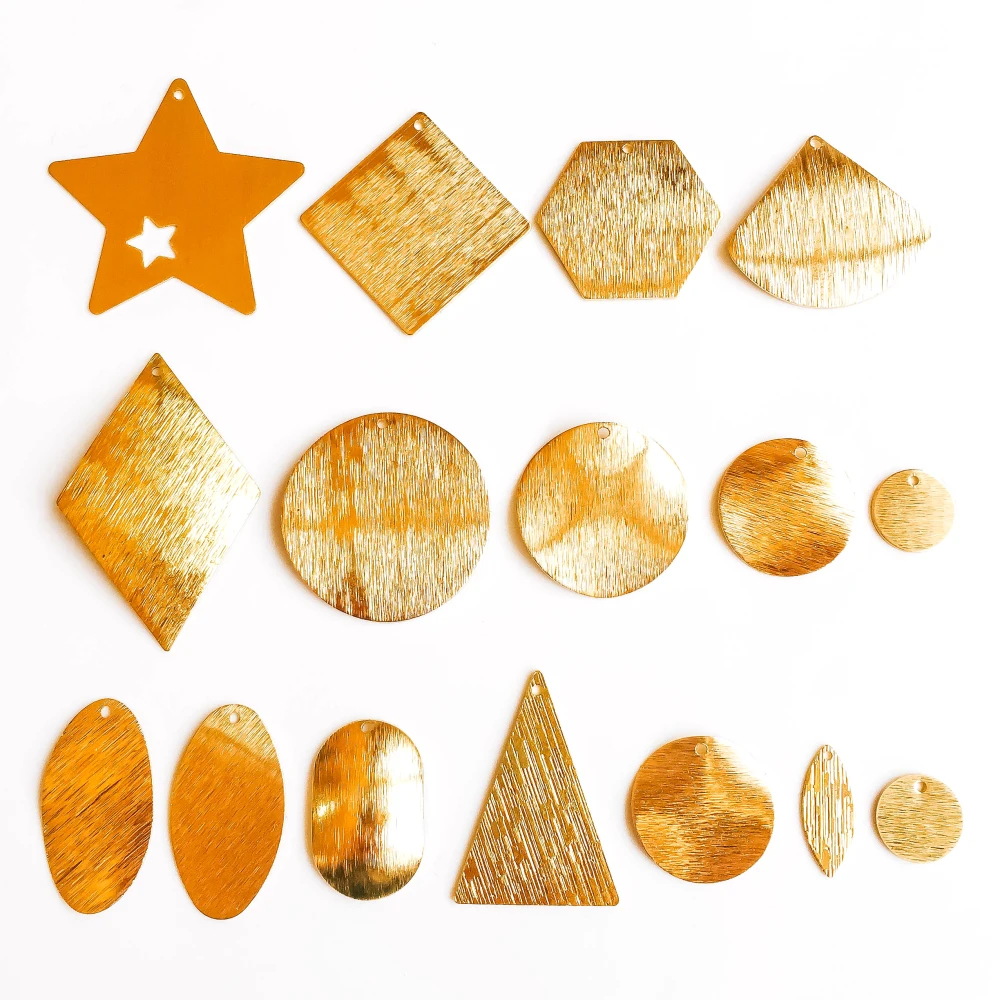 

Round Oval Shape Gold Plated Streak Pendant Accessories Earring Necklace Charms Diy Handmade Material Jewelry Finding 8pcs