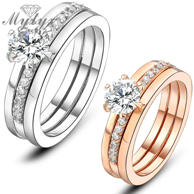 Mytys dos en uno anillo nupcial conjunto banda pareja Anillos Anillos compromiso GP oro r813 r814|ring engagement|ring doubleband ring - AliExpress