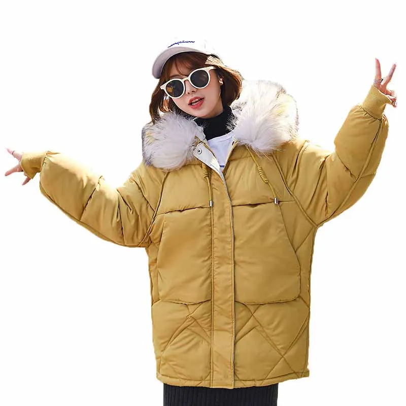 

2019 winter cotton coat student Korean parkas womens fashion slim Thicken Hooded down cotton padded jacket female Plus size G412