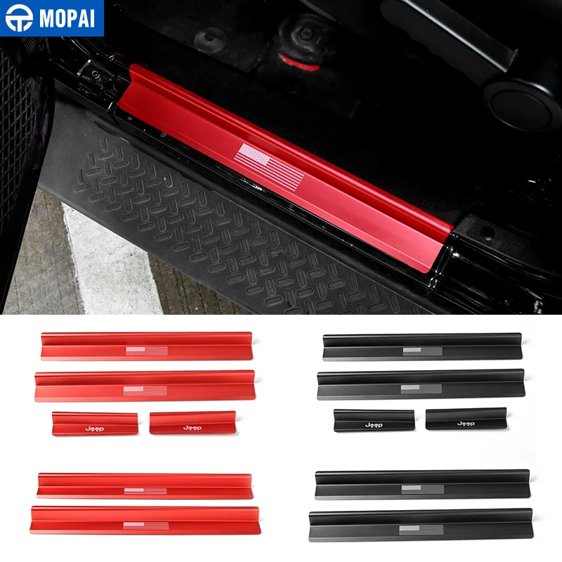 

New Style USA Flag Skull Logo Door Sill Scuff Plate Protector Guard welcome pedal For Jeep Wrangler JK 2007-2016