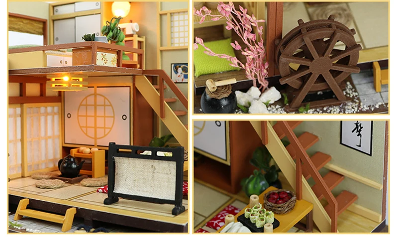 DIY Деревянные кукольные домики миниатюрный кукольный домик в японском стиле двухслойный Лофт кукольный дом мебель набор игрушек для детей подарок на день рождения