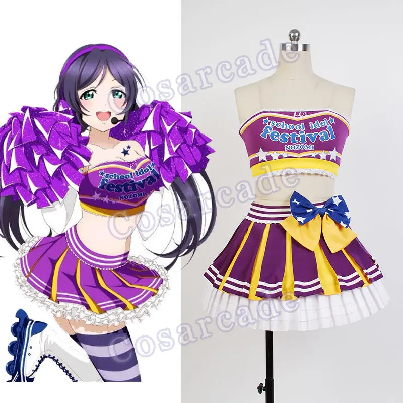 

Love Live! Lovelive Cheerleader Nozomi Tojo Cosplay Costume Halloween Uniform School Idol Project Cheer Dress For Women Full Set