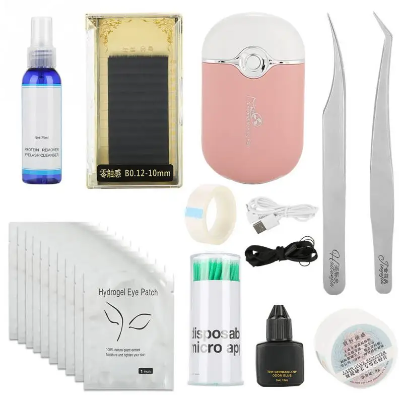 

Eyelashes Extension Kit for Starter Professional Eyelashes Extension Set with glue Eye Pad Adhesive Tape Eyelash Clean Water